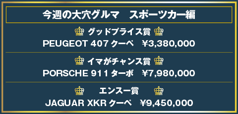 今週の大穴グルマランキング